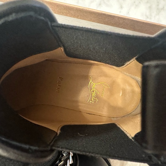 Christian Louboutin Black Leather Studded Chelsea Booties - Picture 8 of 8